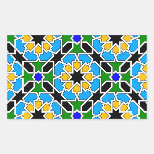 Rectangular Pegatina de patrones geométricos islámicos
