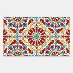 Rectangular Pegatina de patrones geométricos islámicos