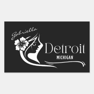 Rectangular Pegatina de Personalizable de Detroit Hibiscus