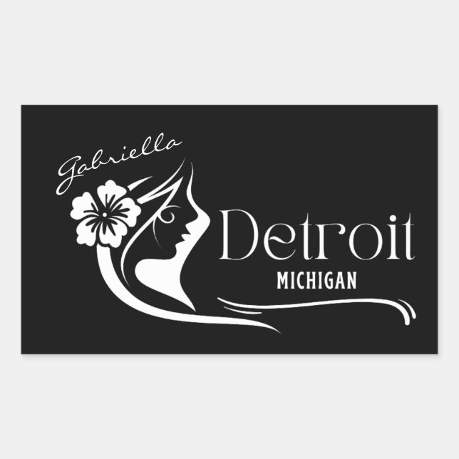 Rectangular Pegatina de Personalizable de Detroit Hibiscus (Anverso)