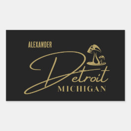 Rectangular Pegatina de Personalizable de hongos dorados de De