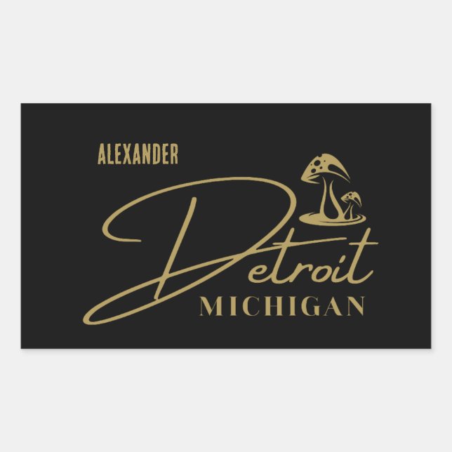 Rectangular Pegatina de Personalizable de hongos dorados de De (Anverso)