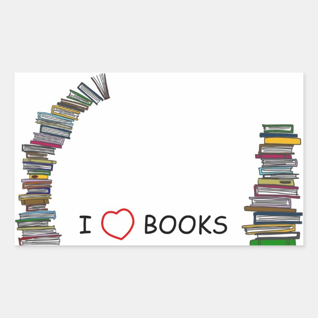 Rectangular Pegatina de pilas de libros (Anverso)