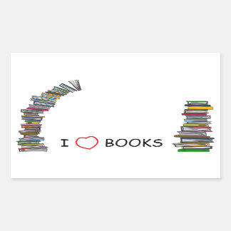 Rectangular Pegatina de pilas de libros
