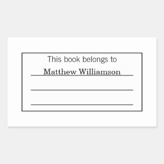 Rectangular Pegatina de placa de biblioteca personalizada
