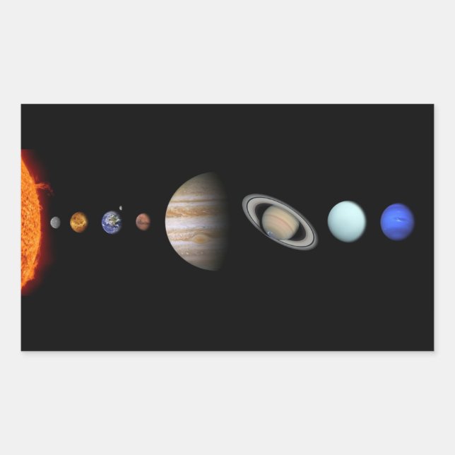 Rectangular Pegatina de planetas de sistemas solares (Anverso)