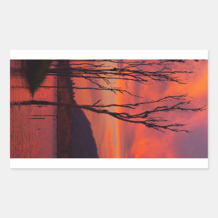 Rectangular Pegatina de puesta de sol en el lago Awoonga