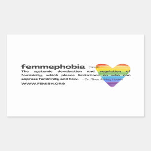 Rectangular Pegatina de Rainbow Heart FEMMEPHOBIA