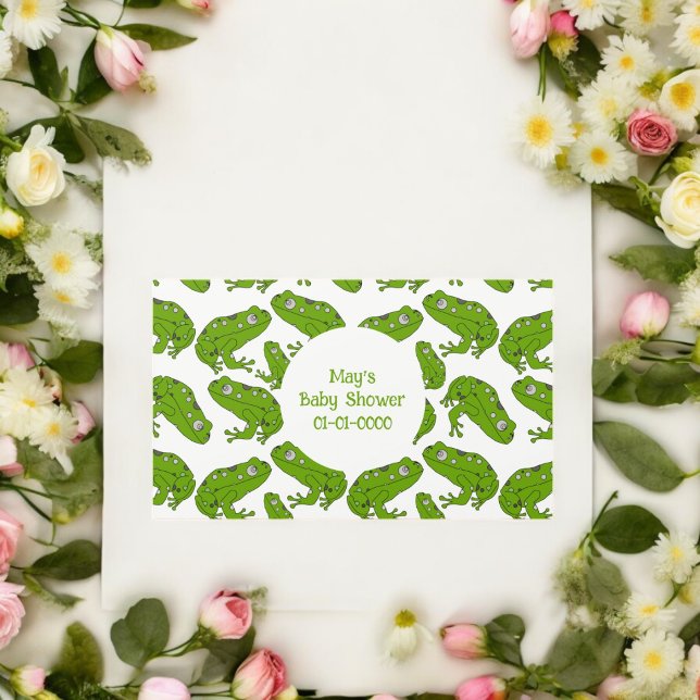 Rectangular Pegatina de rana verde (Frog Baby Shower party theme sticker,birthday party sticker,gift pack,envelope,return gift sticker)