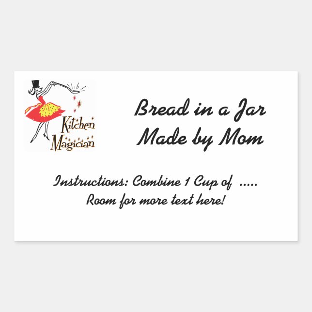 Rectangular Pegatina de recetas de Personalizable mago de coci (Anverso)