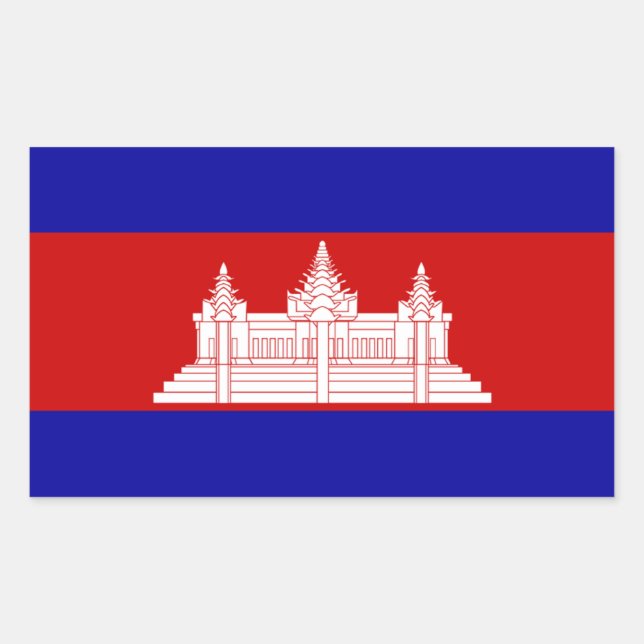 Rectangular Pegatina de Rectángulo de Bandera de Camboya (Anverso)