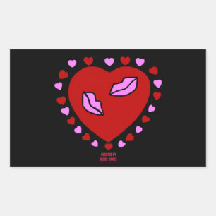 Rectangular Pegatina de Rectángulo de Besos de Corazón Encanta
