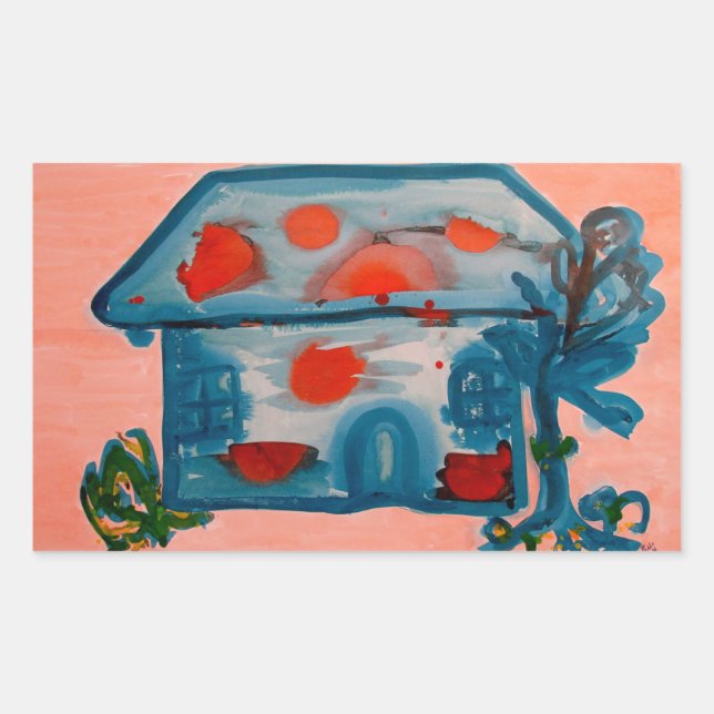 Rectangular pegatina de rectángulo de casa (Anverso)