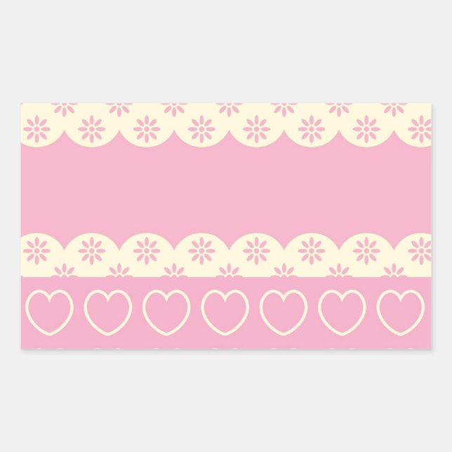 Rectangular Pegatina de Rectángulo de Eyelet del Corazón Rosa (Anverso)