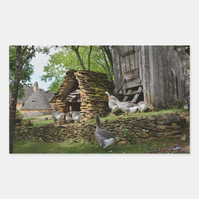 Rectangular Pegatina de rectángulo de ganso de foie gras tradi (Anverso)