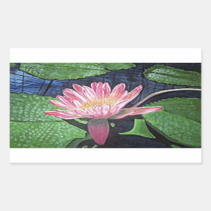 Rectangular Pegatina de Rectángulo de pintura de Lirio Rosa