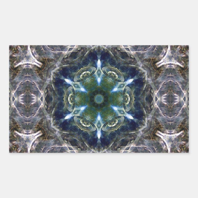 Rectangular Pegatina de redondeo clásico de Folk Mandala (Anverso)