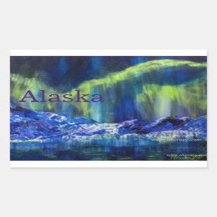Rectangular Pegatina de Reflexiones Glaciales de Alaska