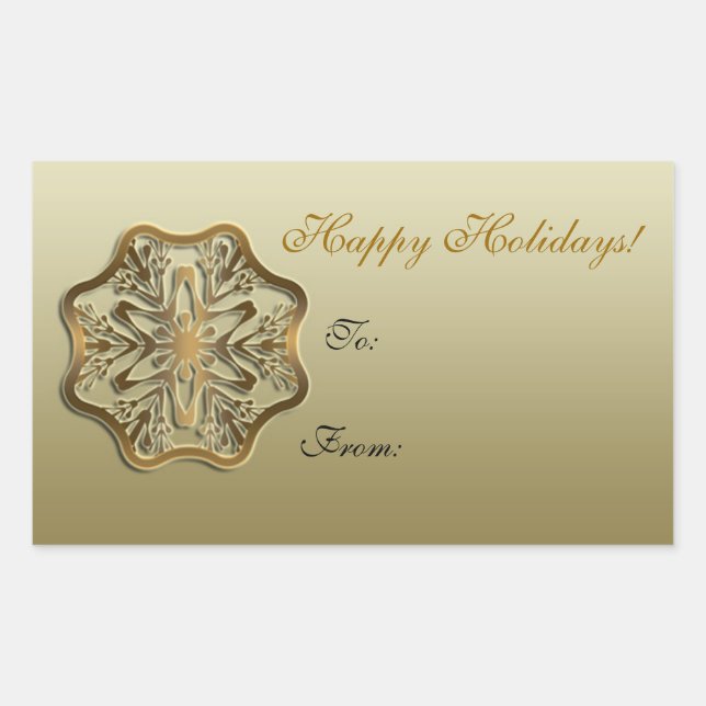 Rectangular Pegatina de regalo de copo de nieve (Anverso)