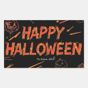 Rectangular Pegatina de regalo de Halloween, Halloween moderno