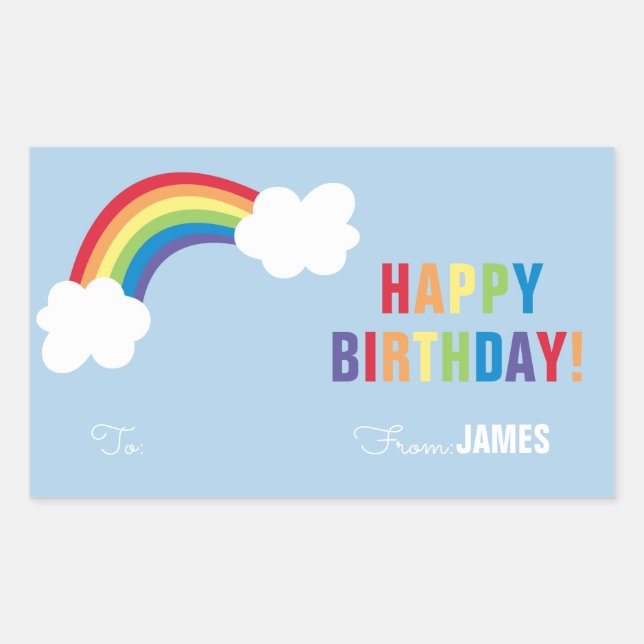 Rectangular Pegatina de regalo personalizado del arcoiris capr (Anverso)