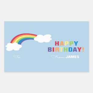 Rectangular Pegatina de regalo personalizado del arcoiris capr