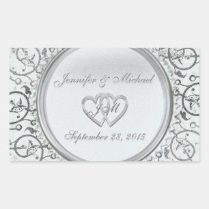 Rectangular Pegatina de Relieve metalizado plateado de persona