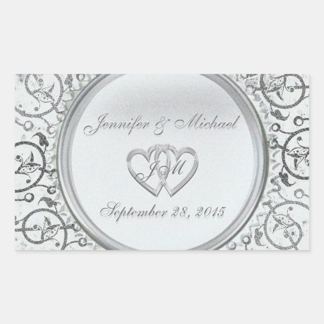 Rectangular Pegatina de Relieve metalizado plateado de persona (Anverso)