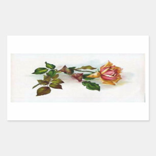 Rectangular Pegatina de Rosa de época