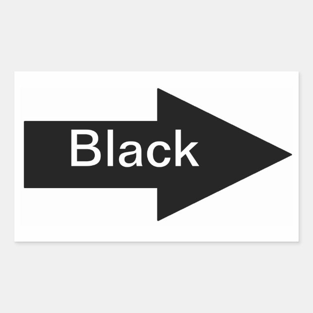 Rectangular Pegatina de Rótulo de flecha negra (Anverso)