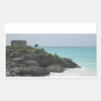 Rectangular Pegatina de ruina de Tulum
