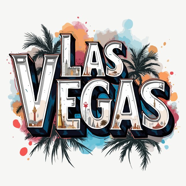 Rectangular Pegatina de salpicadura de palma de Las Vegas ("Welcome to Las Vegas")