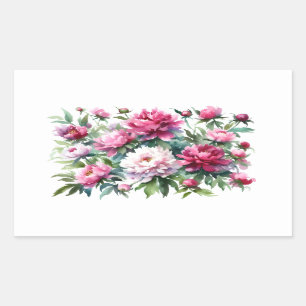 Rectangular Pegatina de Scrapbooking Watercolor Peonies