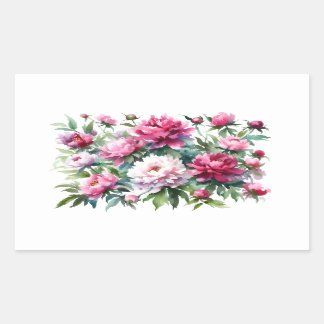 Rectangular Pegatina de Scrapbooking Watercolor Peonies