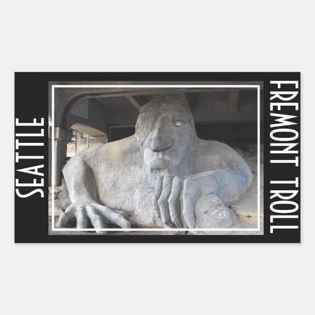 Rectangular Pegatina de Seattle Fremont Troll (Anverso)