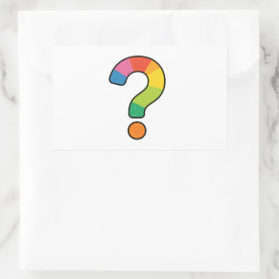 Rectangular Pegatina de signo de interrogación de arcoíris   C
