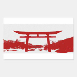 Rectangular Pegatina de sihouette de la puerta roja de Torii