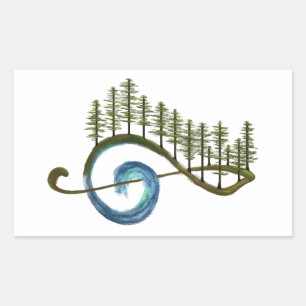 Rectangular Pegatina de símbolos Musical Sol Key