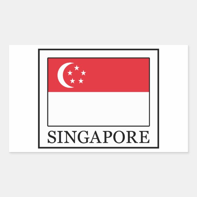 Rectangular Pegatina de Singapur (Anverso)