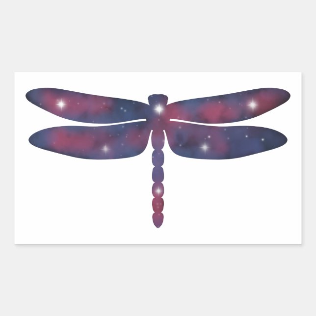 Rectangular Pegatina de Starscape Dark Thick Dragonfly (Anverso)