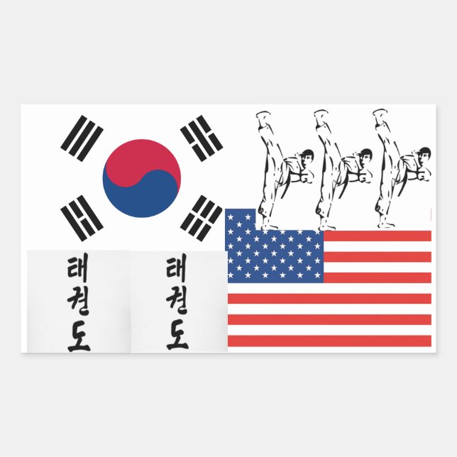 Rectangular Pegatina de Taekwondo (Anverso)