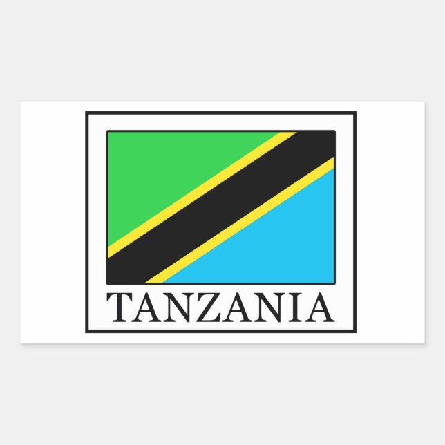 Rectangular Pegatina de Tanzania (Anverso)