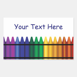Rectangular Pegatina de Teacher Crayons