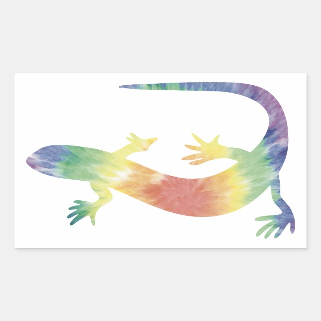 Rectangular Pegatina de Tie Dye Gecko (Anverso)