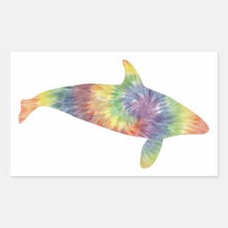 Rectangular Pegatina de Tie Dye Orca