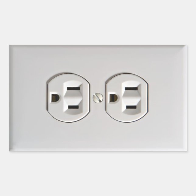 Rectangular Pegatina de Tomada Eléctrica Falsa Broma del Día d (Anverso)
