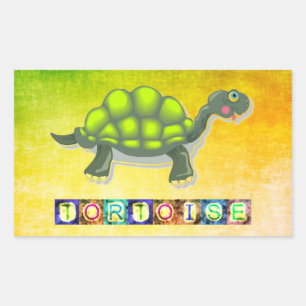 Rectangular Pegatina de tortuga