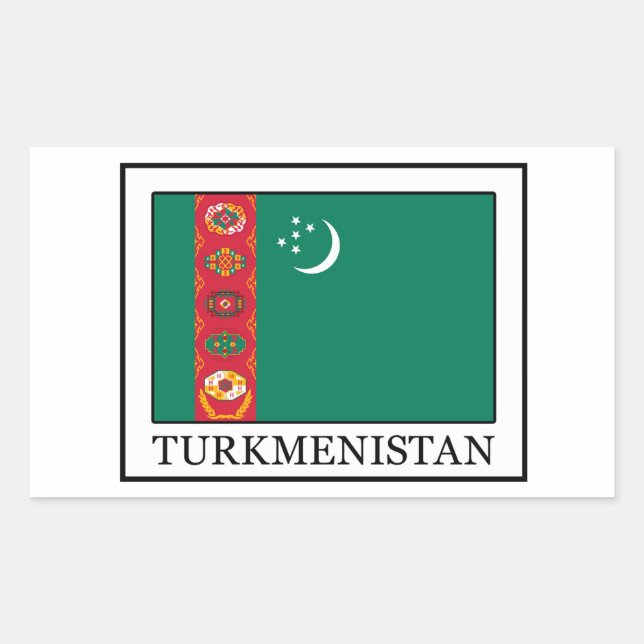 Rectangular Pegatina de Turkmenistán (Anverso)