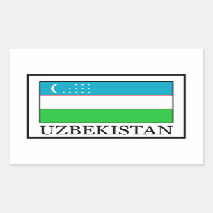 Rectangular pegatina de Uzbekistán