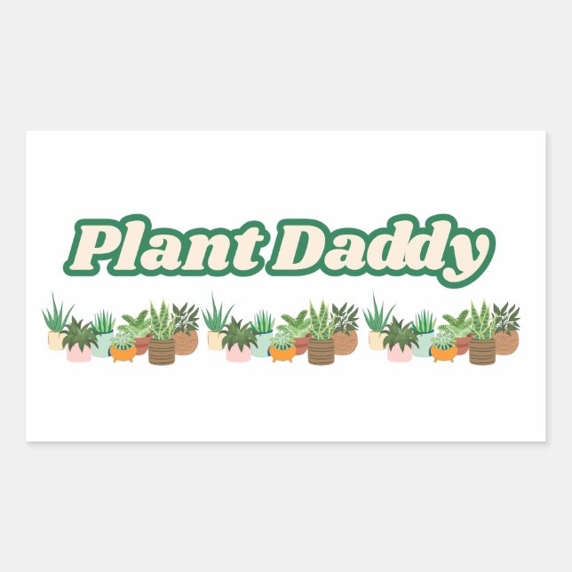 Rectangular Pegatina de vinilo Plant Daddy (Anverso)